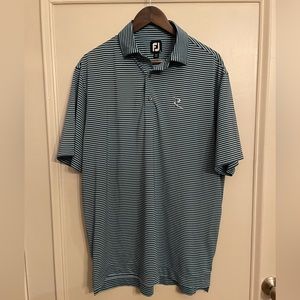 MUST GO - FootJoy - Black and Turquoise Golf Shirt - Size L